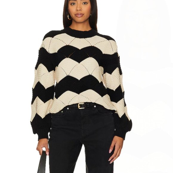 Cleobella Sweaters - Cleobella Kori Sweater in Black & Ivory